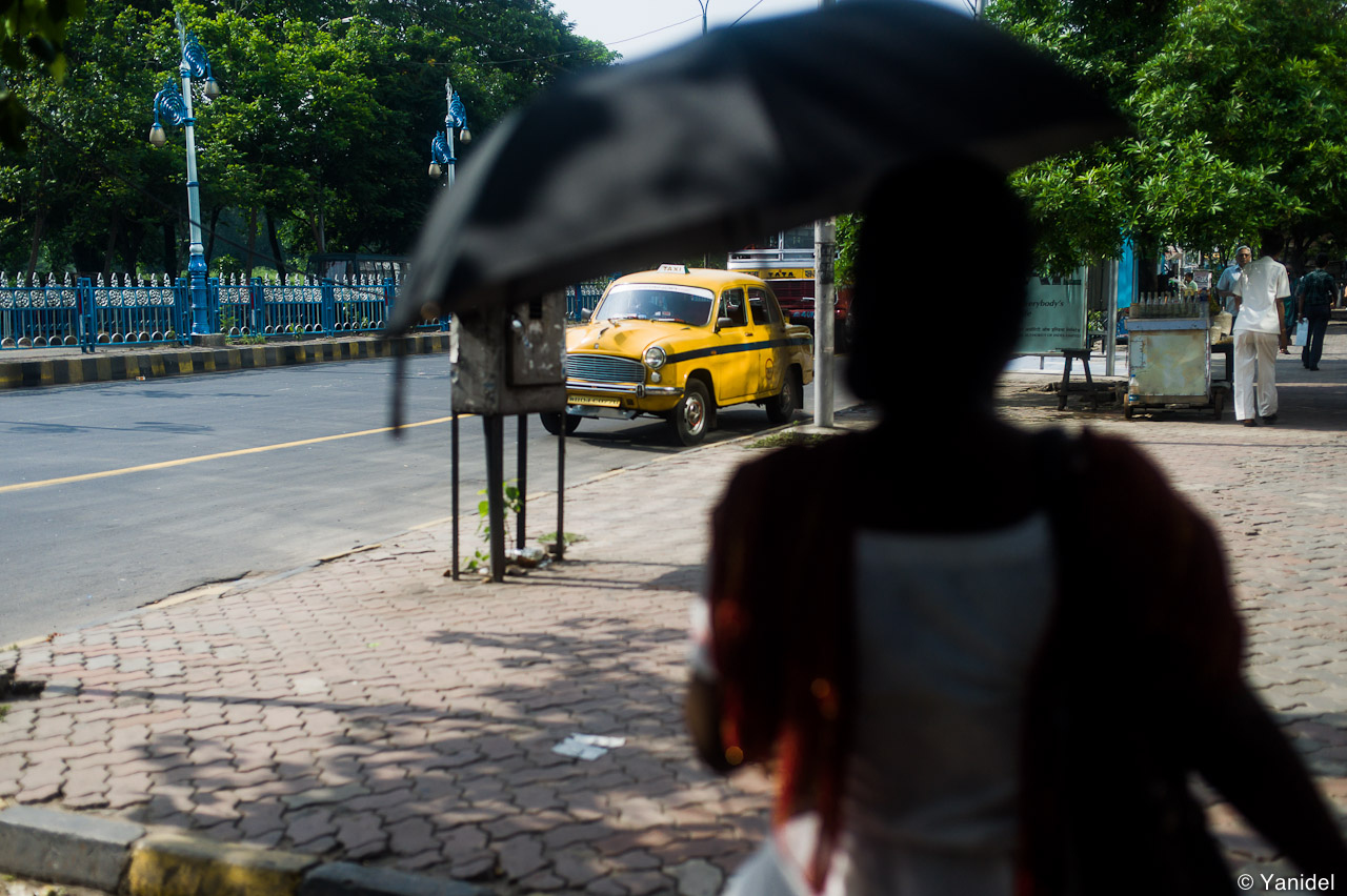 Calcutta umbrella woman
